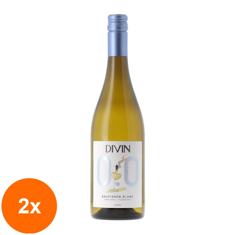 Set 2 x Vin Divin, Sauvignon Blanc, 0% Alcool, Alb, 0.75 l