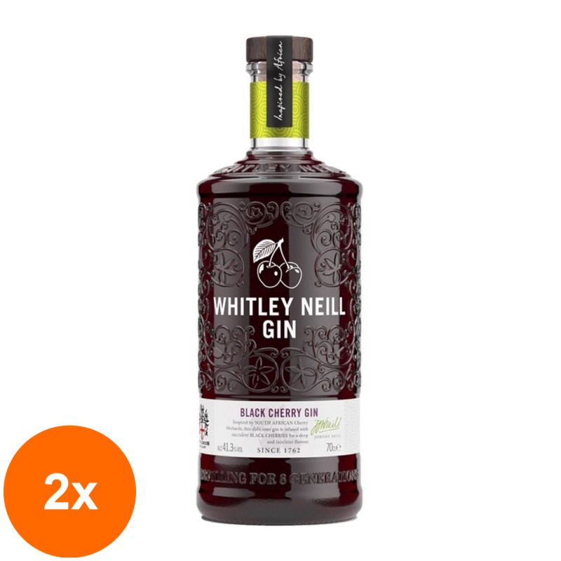 Set 2 x Gin cu Cirese Negre Whitley Neill, 41.3% Alcool, 0.7 l