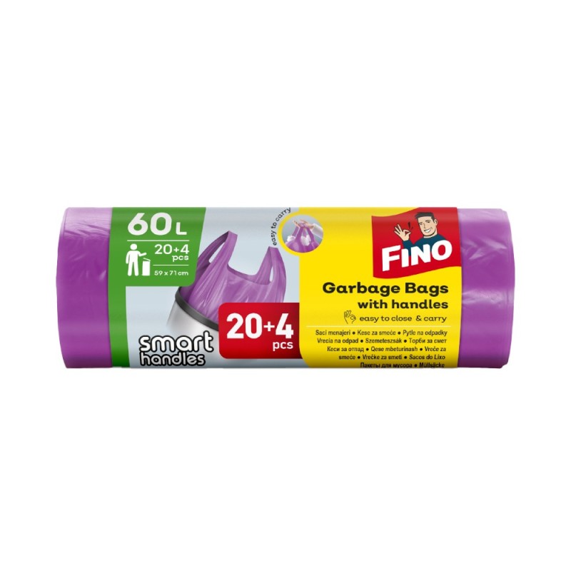 Saci Menajeri Fino HD, Colorati, 60 l, 24 Bucati