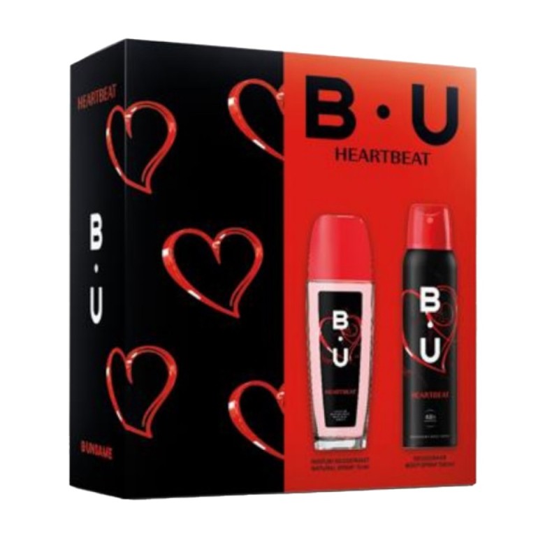 Set Cadou B.U. Heartbeat, Femei, Parfum Deodorant Spray pentru Corp 75 ml si Deodorant Spray pentru Corp 150 ml