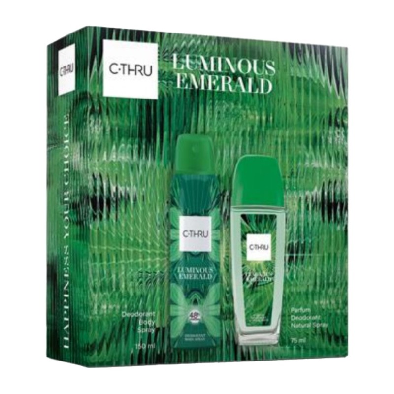 Set Cadou C-Thru Luminous Emerald, Spray Parfumat pentru Corp 75 ml si Deodorant Spray pentru Corp 150 ml