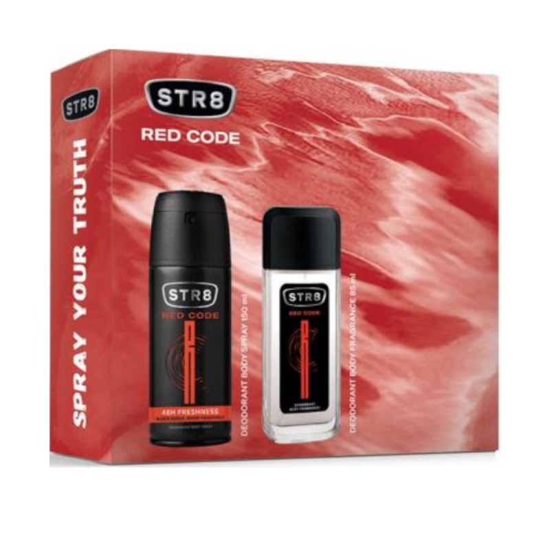 Set Cadou STR8 Red Code, Apa de Toaleta 85 ml si Deodorant Spray pentru Corp 150 ml