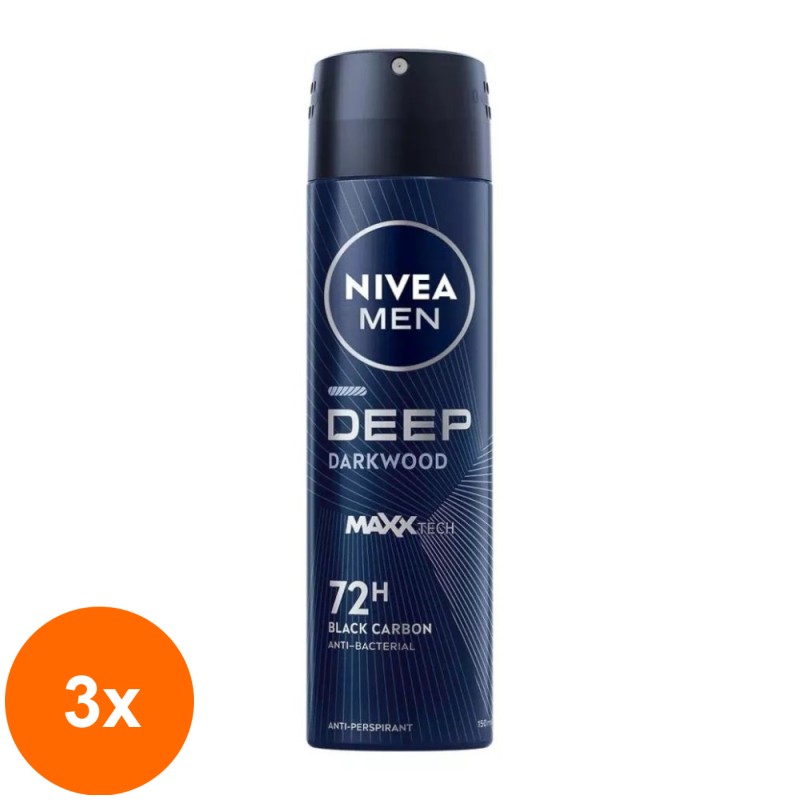 Set 3 x Deodorant Spray Men Deep Darkwood Nivea Deo 150 ml