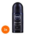 Set 3 x Deodorant Roll-On Men Deep Darkwood Nivea Deo, 50 ml