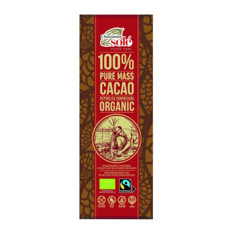 Ciocolata Neagra bBo si Fairtrade 100% Cacao, Chocolates Sole, 25 g