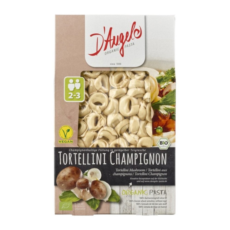 Tortellini Bio cu Ciuperci Champignon, D'Angelo Pasta, 250 g