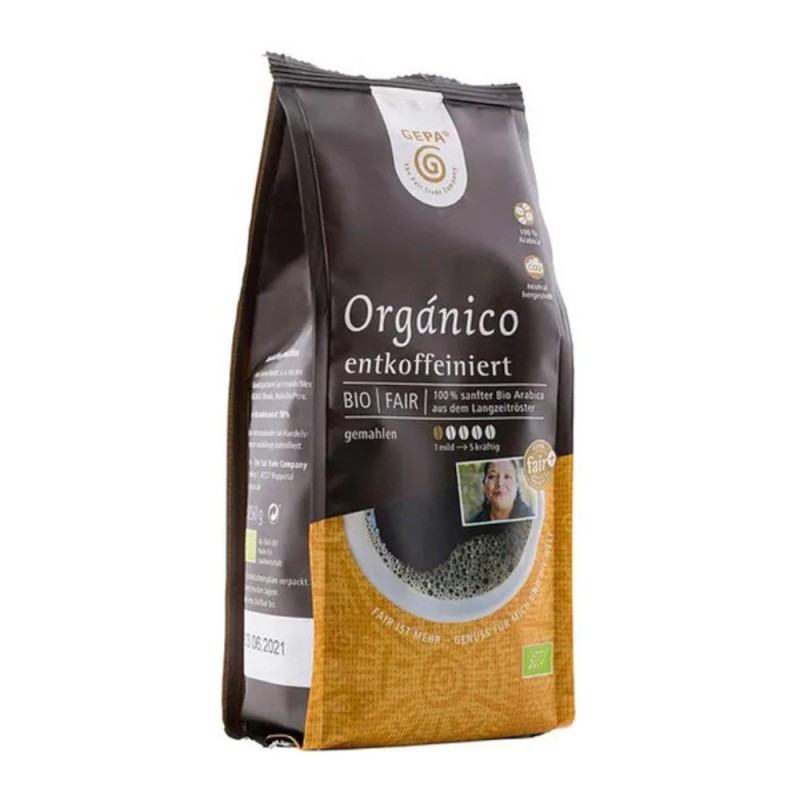 Cafea Bio si Fairtrade Macinata Organico, Decofeinizata, Gepa, 250 g 