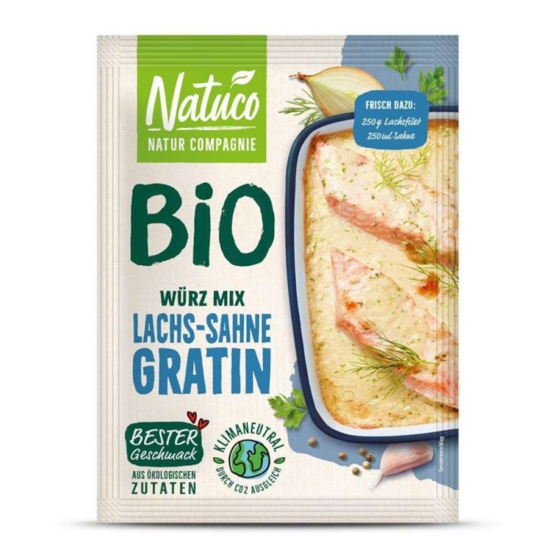 Mix de Condimente Bio pentru Somon cu Sos Gratinat, Natuco, 14 g