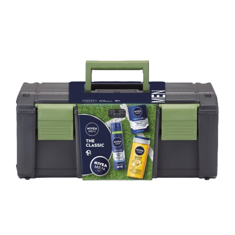 Set Cadou Barbati Nivea Toolbox The Classic, Crema 75 ml, Gel Ras 200 ml, Balsam dupa Ras 100 ml, Gel Dus 250 ml si Geanta