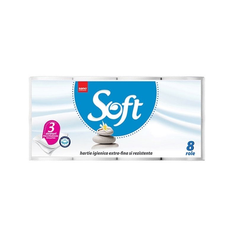 Hartie Igienica Sano Soft 3 Straturi, 8 Bucati