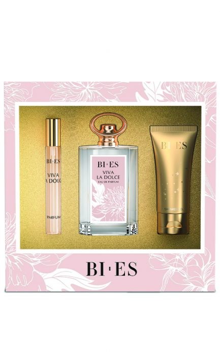 Set Bi-es Viva La Dolce Femei: Apa de Parfum 100 ml + Parfum 12 ml + Gel de Dus 50 ml