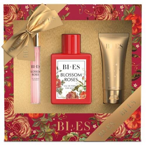 Set Bi-es Blossom Roses Femei: Apa de Parfum 100 ml + Parfum 12 ml + Gel de Dus 50 ml