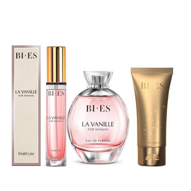 Set Bi-es La Vanille Femei: Apa de Parfum 100 ml + Parfum 12 ml + Gel de Dus 50 ml