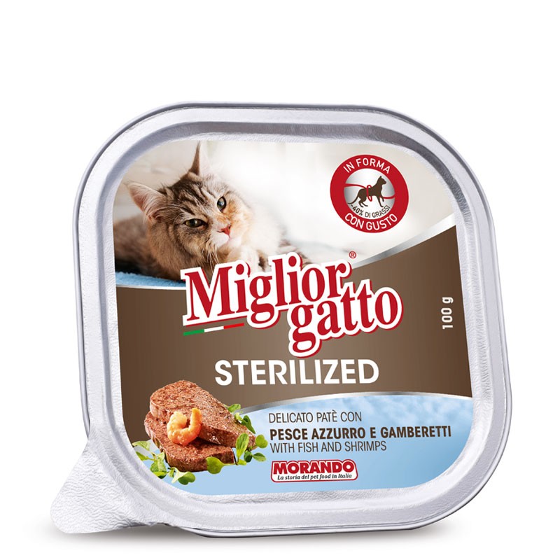 Hrana Umeda pentru Pisici Sterilizate, Migliorgatto Sterilized, Peste si Creveti, 100 g