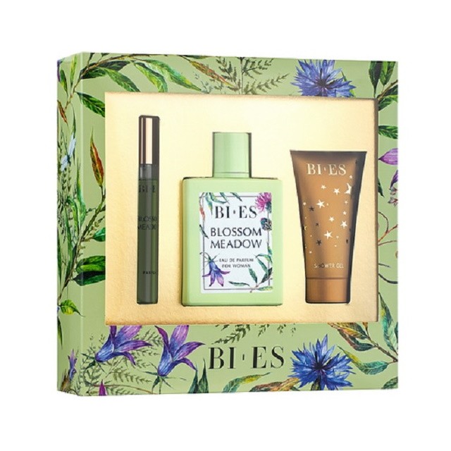 Set Bi-es Blossom Meadow Femei: Apa de Parfum 100 ml + Parfum 12 ml + Gel de Dus 50 ml