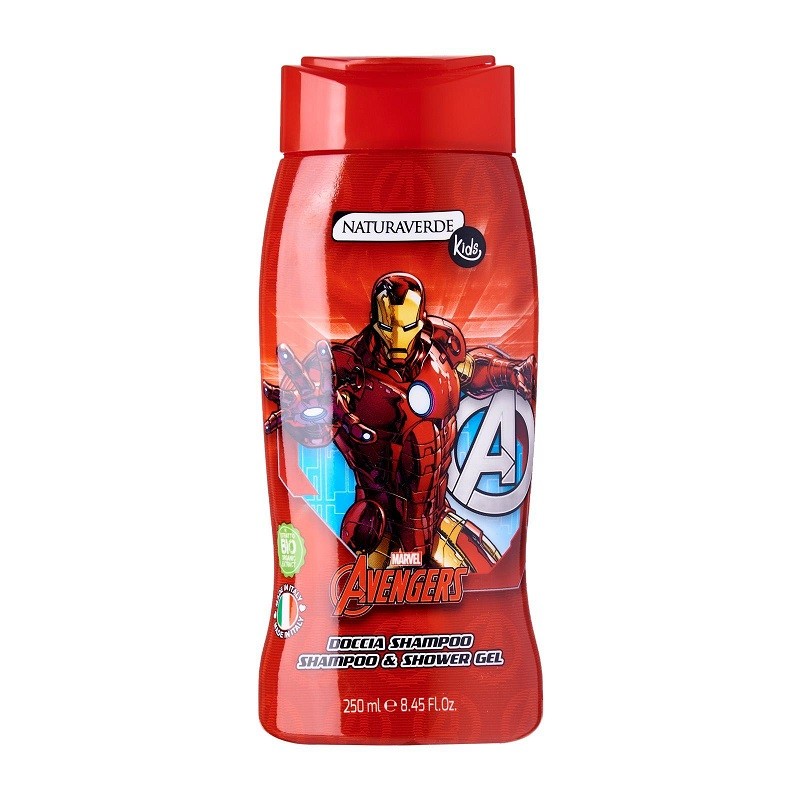 Gel de Corp si Par Avengers Iron Man Naturaverde Kids cu Extract de Musetel si Galbenele din Cultura Organica 250 ml