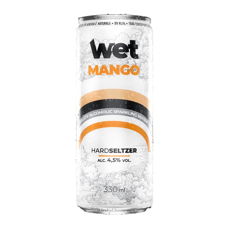 Bautura Alcoolica Fructata cu Mango Wet Hard Selzer, 4.5% Alcool, Doza, 0.33 l